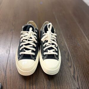 Converse Black and White Canvas Sneakers with Red Heart
